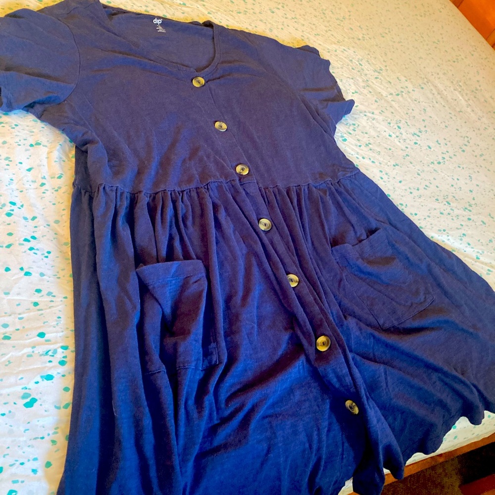 Blue Button-Down Dress